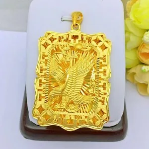 Authentic Jewelry 24K Yellow Gold Plated Eagle Pendant For Men's Necklace