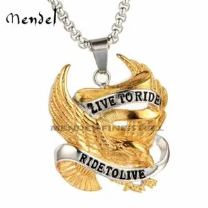 Authentic MENDEL Gold Plated Mens Motorcycle Biker Eagle Pendant Necklace