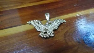 Authentic Large Gold Plated Flying Eagle Pendant Soaring Bird Statement Necklace Charm