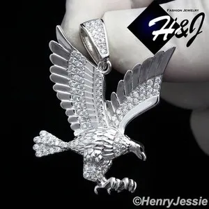 Authentic Ethereal Eagle: Gold-Plated Silver Pendant with Frosted Cubic Zirconia