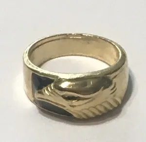 Authentic Gold Plated Black Enamel Eagle Ring Size 11