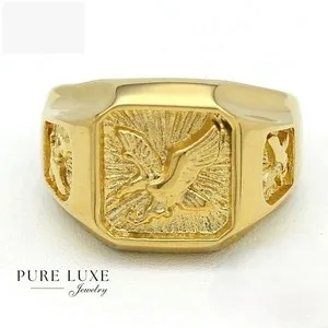 Authentic Men's EAGLE Ring Size: 7 8.9 10 11 12 13 Solid Gold plated Box