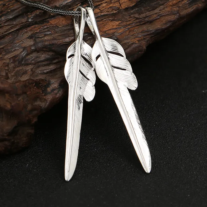 Authentic Takahashi goros jewelry 925 Sterling Silver Pendant Necklaces Feather Charm Vintage Thai Silver Eagle Chain For Men And Women
