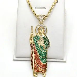 Authentic 14K Gold Plated Saint Jude pendant & Chain. Medalla San Judas Juditas