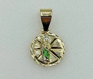 Authentic Gold Plated Mini Dainty Saint Jude Pendant Charm Oro San Judas Tadeo Dije