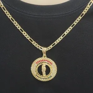 Authentic Gold Plated Saint Jude pendant w chain Medalla San Judas Oro laminado