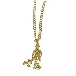 Authentic 14KT GOLD PLATED SAINT LAZARUS CHARM PENDANT CHAIN 24"
