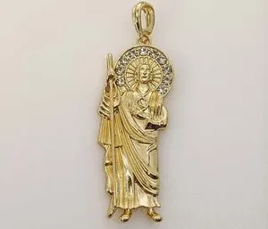 Authentic Gold Plated Saint Jude Pendant Charm Jewelry Oro Laminado San Judas Tadeo Dije
