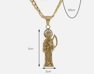 Authentic The Veiled Guardian: 18k Gold-Plated Santa Muerte Talisman