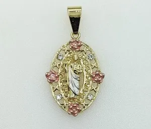 Authentic Saint Jude Gold Plated Thaddeus Pendant Charm Oro Laminado San Judas Tadeo Dije