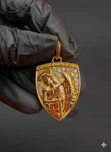 Authentic Celestial Guardian: Saint Michael Moissanite Pendant in 14K Gold