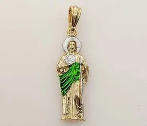 Authentic Gold Plated Saint Jude Pendant Charm Jewelry Oro Laminado San Judas Tadeo Dije