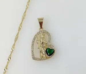 Authentic Gold Plated Dainty Saint Jude Pendant Chain Oro Laminado San Judas Tadeo Cadena