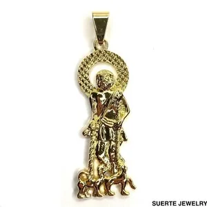 Authentic 14k Gold Plated Saint Lazarus Necklace Pendant Oro Laminado San Lazaro Medalla
