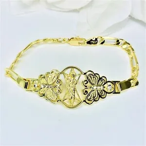 Authentic 14k Gold Plated Saint Jude Bracelet Gold Color Pulsera Judas Tadeo 14k Oro Lam