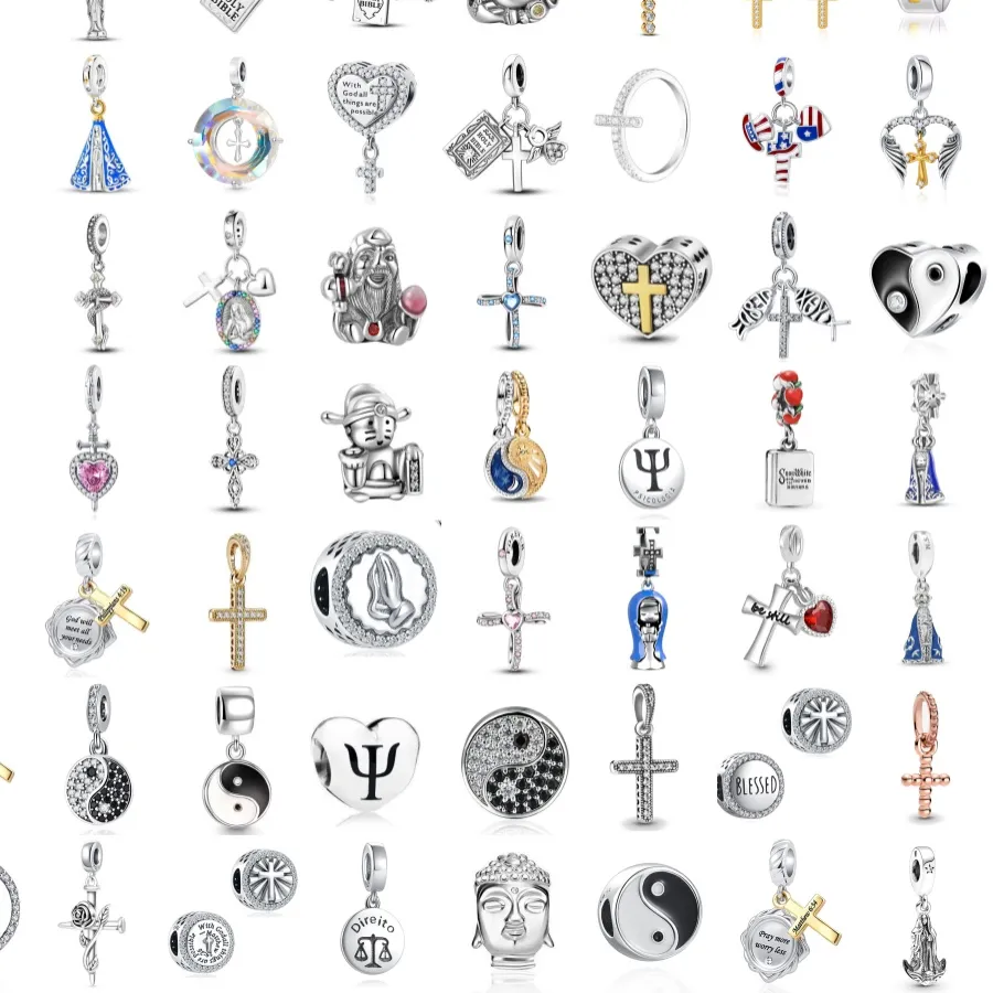 Authentic Europe 925 Silver Tai Chi Bead Buddha Charm cross Saint Pendant DIY Women man Jewelry Fit Original Bracelet Accessories