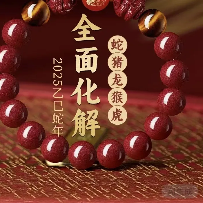 Authentic Natural Cinnabar Genuine 6in1 Bracelet Zodiac Horse This life Year Tai Sui Patron Saint God Mascot Wear Amulet Lucky Hand String