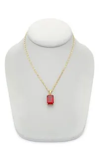Authentic Gold Plated Sterling Silver Lab-Created Ruby Necklace 20"