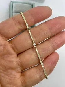 Authentic Tennis Bracelet 7.5" 14K Yellow Gold Plated 7Ct Round Lab-Created Diamond Women