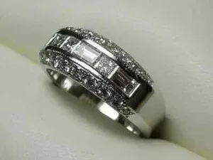 Authentic Radiant Luminescence Lab Created Diamond Wedding Band in 14K White Gold Finish