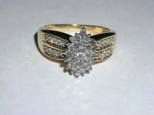 Authentic 3Ct Round Cut Lab-Created Diamond Cluster Engagement Ring 14k Yellow Gold Plated