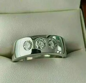 Authentic 3CT Round Cut Lab Created Diamond Men's Wedding Band Ring 14K White Gold Plated