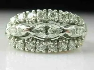 Authentic Lab-Created 2CT Marquise Round Diamond Wedding Ring 14K White Gold Plated