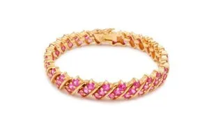 Authentic Ross Simons Gold Plated Sterling Silver 925 Lab-Created Ruby Bracelet 6.5"