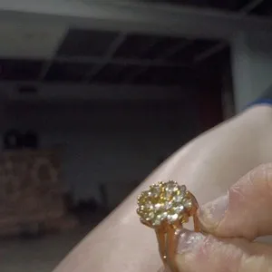 Authentic 2 Ct Round Lab-Created Diamond Women Cluster Wedding Ring 14K Yellow Gold Plated