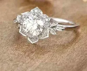 Authentic 3Ct Round Cut Lab Created Diamond Wedding Engagement Ring 14K White Gold Plated