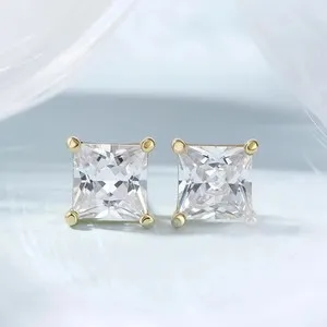 Authentic Radiant Luminesce Princess Studs in 14K Gold Plating