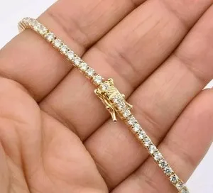 Authentic 14k Yellow Gold Plated 4mm Round Cut Lab Created Diamond 7.5 in Tennis Bracelet