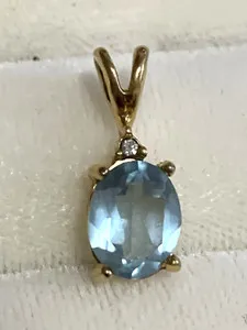 Authentic Women 3CT Oval Lab-Created Aquamarine and CZ Pendant 14k Gold Plated