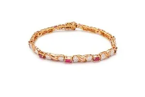Authentic Ruby's Radiant Path: A Sterling Silver, Gold Plated Bracelet for Spiritual Growth