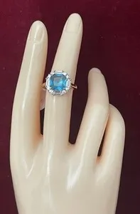 Authentic Hit the Town lab-created Dark Paraiba Green Tourmaline rose gold plated ring sz6