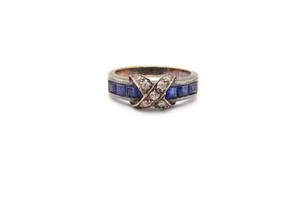 Authentic Gold Plated Sterling Silver 925 Lab-Created Sapphire CZ Ring Size 6