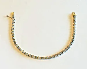 Authentic Gold Plated 925 Sterling Silver Lab Created Diamond Women's Tennis Bracelet D253