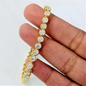 Authentic Bracelet 7.5" 14K Yellow Gold Plated 7Ct Round Lab Created Diamond Women Tennis