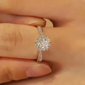 Authentic 2Ct Round Cut 14K White Gold Plated Lab Created Diamond Wedding Womens Ring