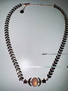 Authentic Celestial Radiance: The Moon and Stars Rose Gold Link Chain