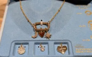Authentic Stellar Harmony: 14k Gold Plated Love Charms Starlight Necklace