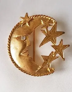 Authentic Celestial Luminary: The Man in the Moon & Starlight Brooch
