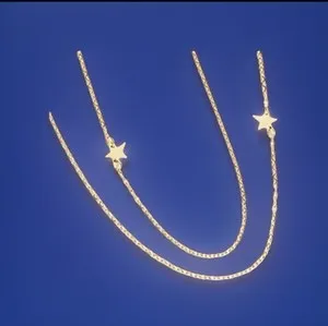 Authentic Jennifer Zeuner Gold Plated Double Stars Strand Layered Necklace 16.5"-18.5"
