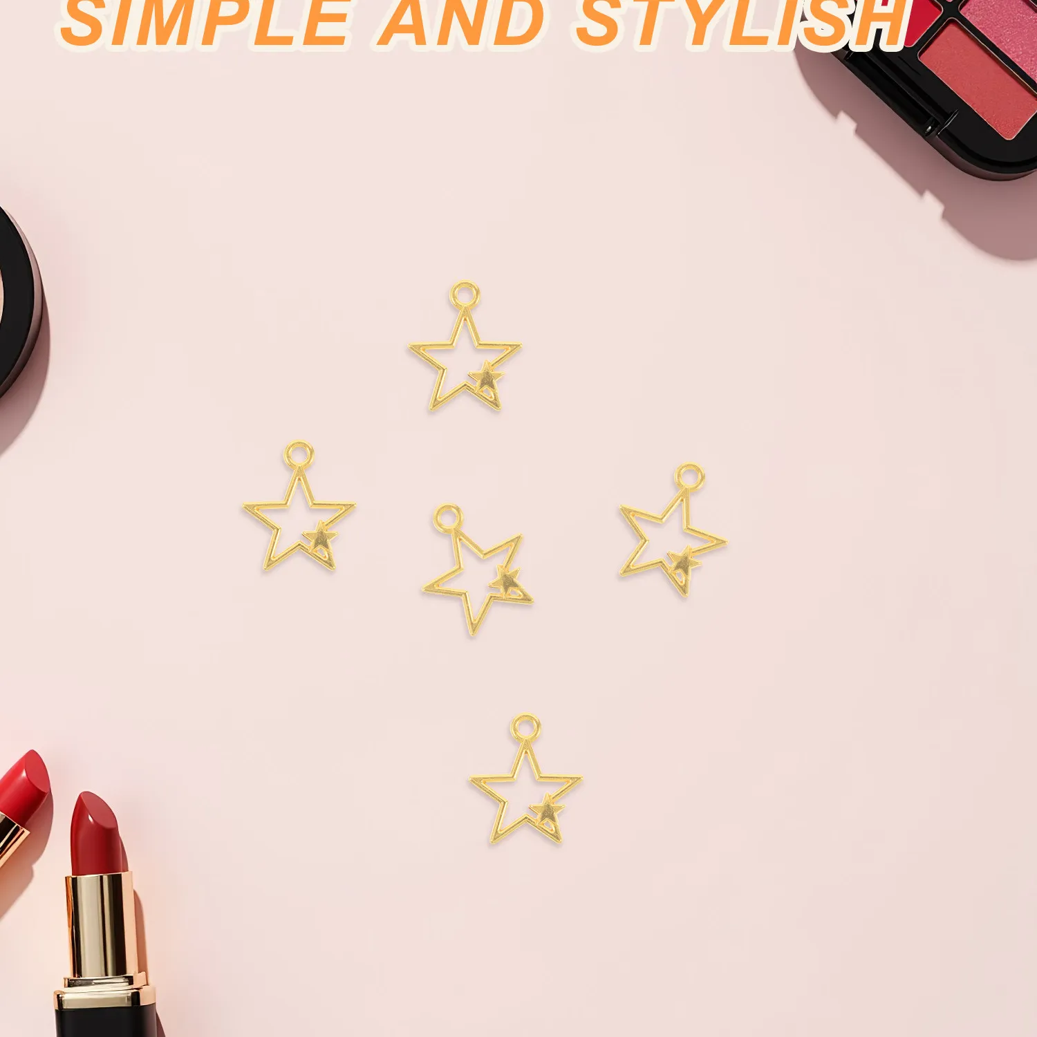 Authentic 100Pcs Star Charms Mini Golden Hollow Pendants for Jewelry Making DIY Necklaces Bracelets Earrings Keychains Craft