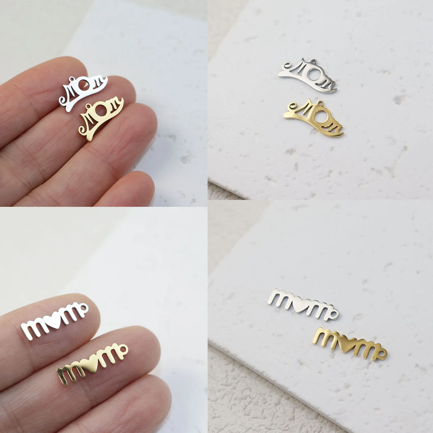 Authentic 10pcs PVD Plate Star Mirro Polish Necklace,Earring Bracelet Jewelry Charms Women Girl DIY Handmade