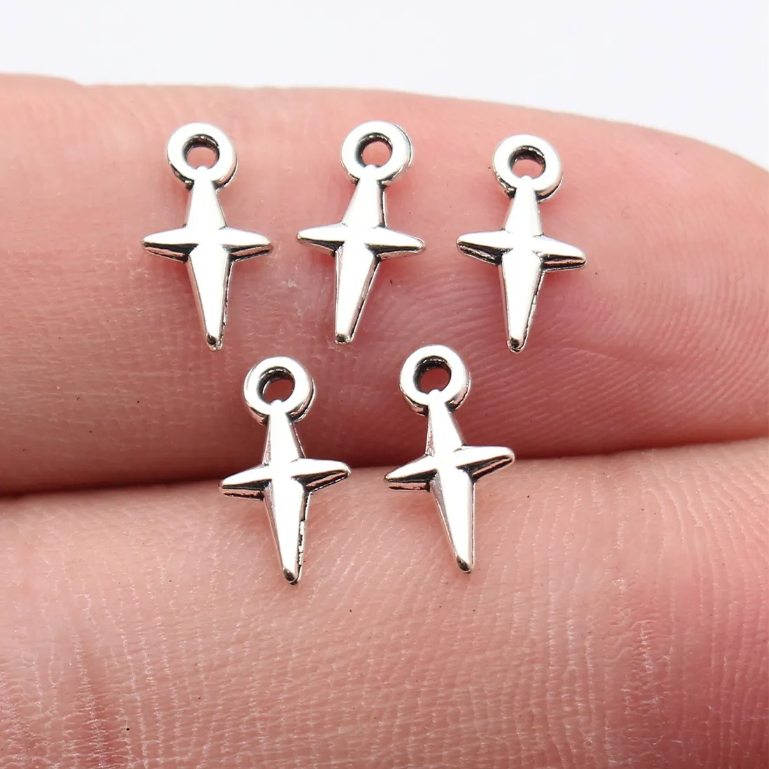 Authentic WYSIWYG 100pcs 11x6mm 5 Colors Cross Star Charms For DIY Jewelry Making