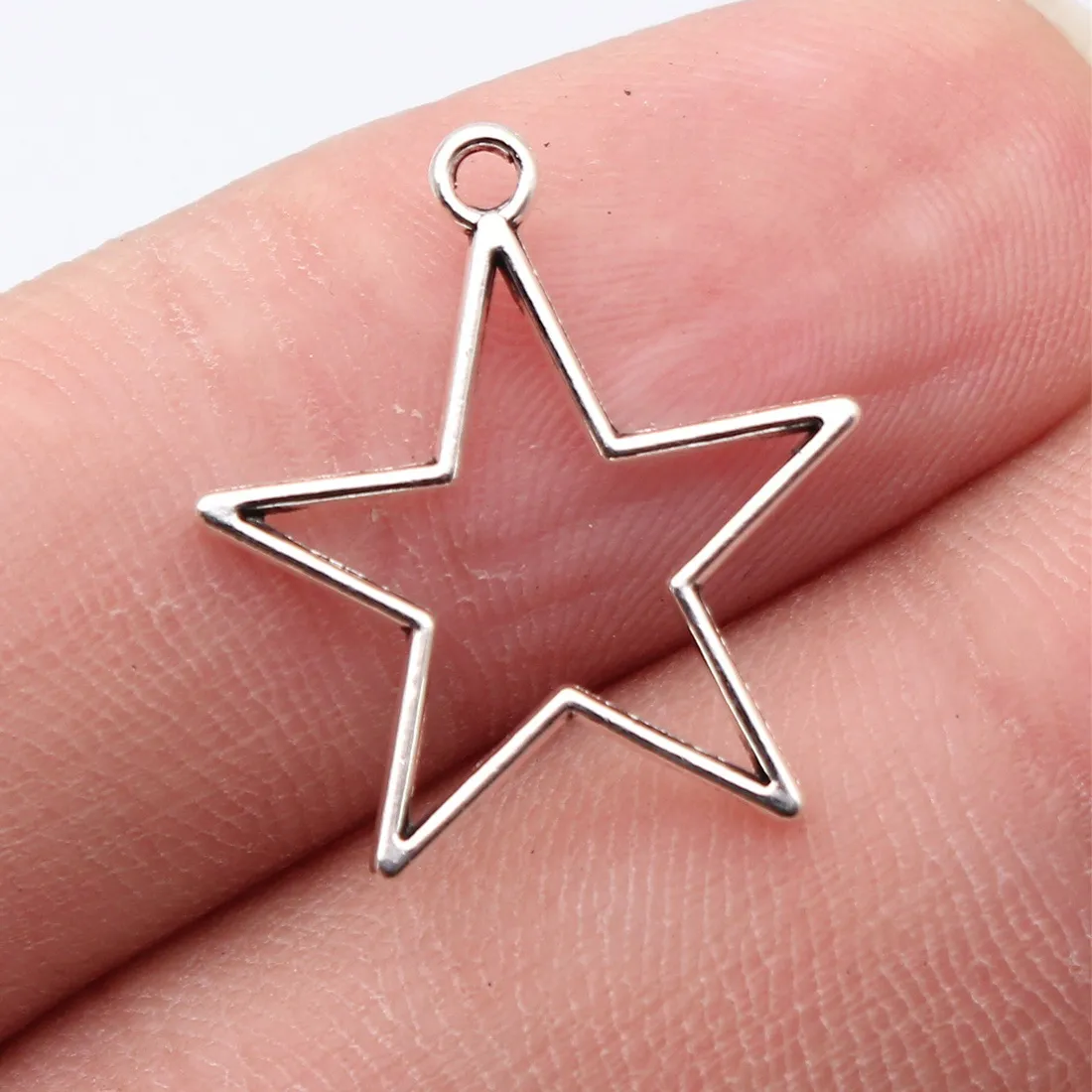 Authentic 40pcs 21x19mm Antique Silver Color Hollow Star Charms Zinc DIY Handmade Jewelry Making Accessories