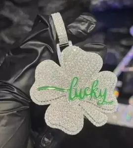 Authentic The Gilded Clover of Fortune: White Gold-Plated Moissanite Lucky Talisman