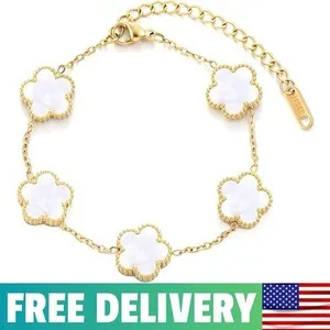 Authentic 18K Gold Plated Clover Bracelets For Women, Four Leaf Clover Bracelet Lucky