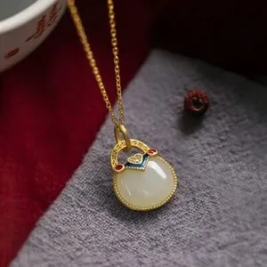 Authentic The Gilded Vessel of Prosperity: 18K Gold-Plated White Jade Talisman